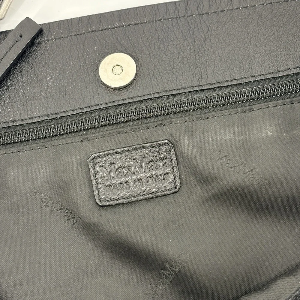 Max Mara Leather Hobo Shoulder Bag Black Slouch Shoulder Bag Purse